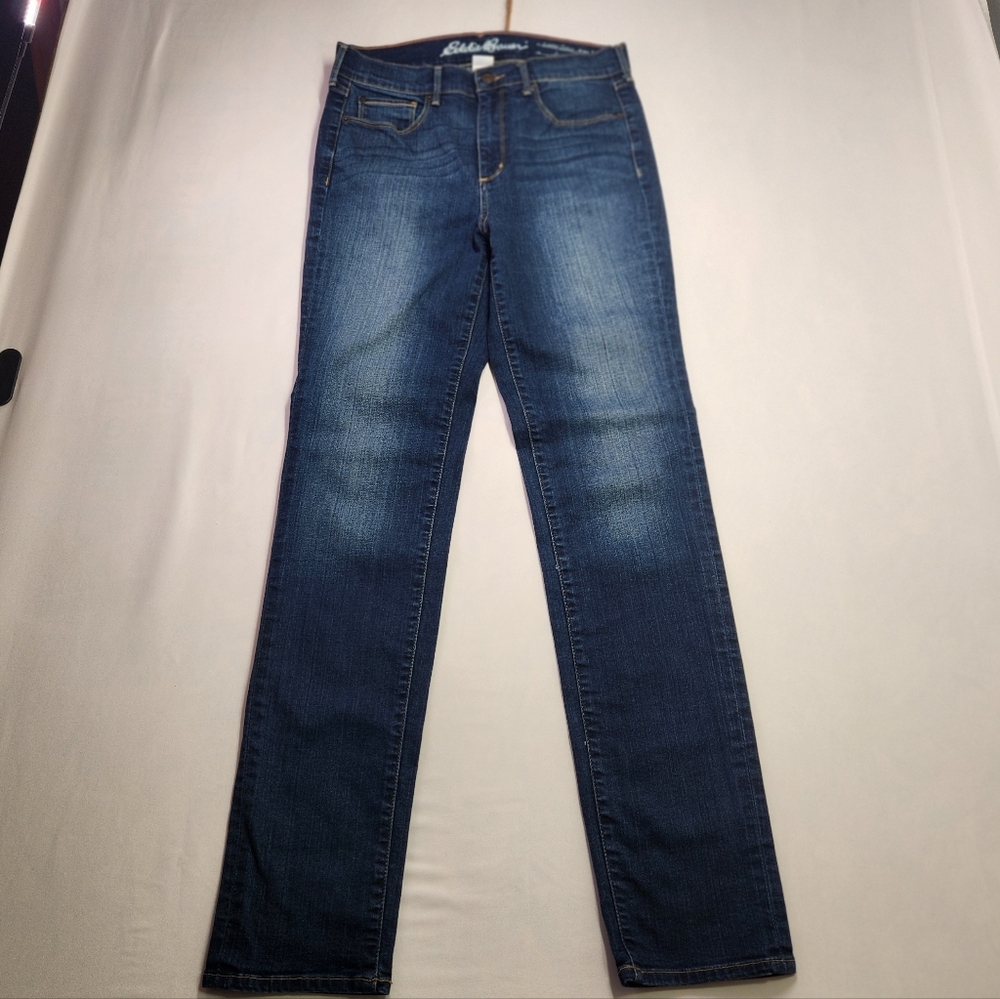 ⭐️Eddie Bauer Women's Slightly Curvy High Rise Slim Jeans - Blue - Size T8